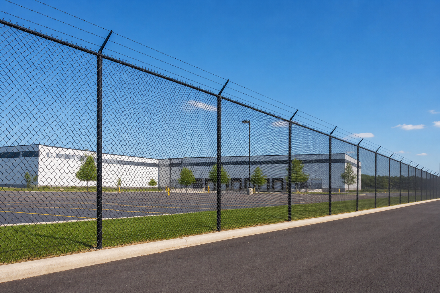 Commercial chain link fence perimeter
